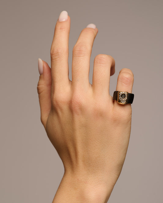 Anello fascia Heathrow black bronzo zirconi