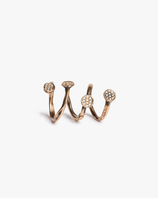 Anello dito amigdala zirconi bronzo