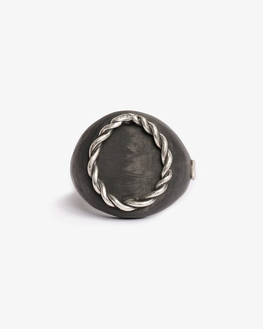 Chevalière half da vinci black argento