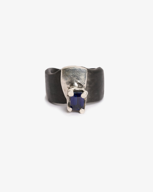 Anello fascia changi black argento zirconi