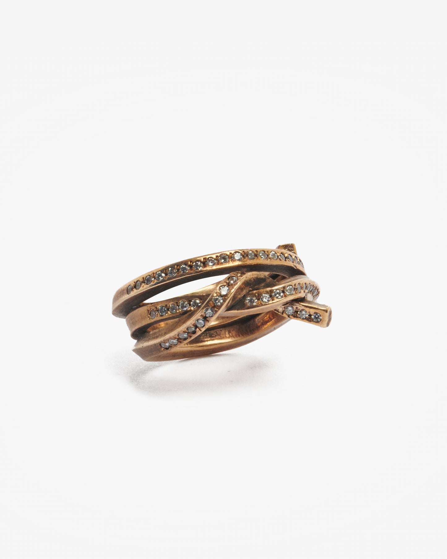 Anello triplo nodo bronzo e zirconi
