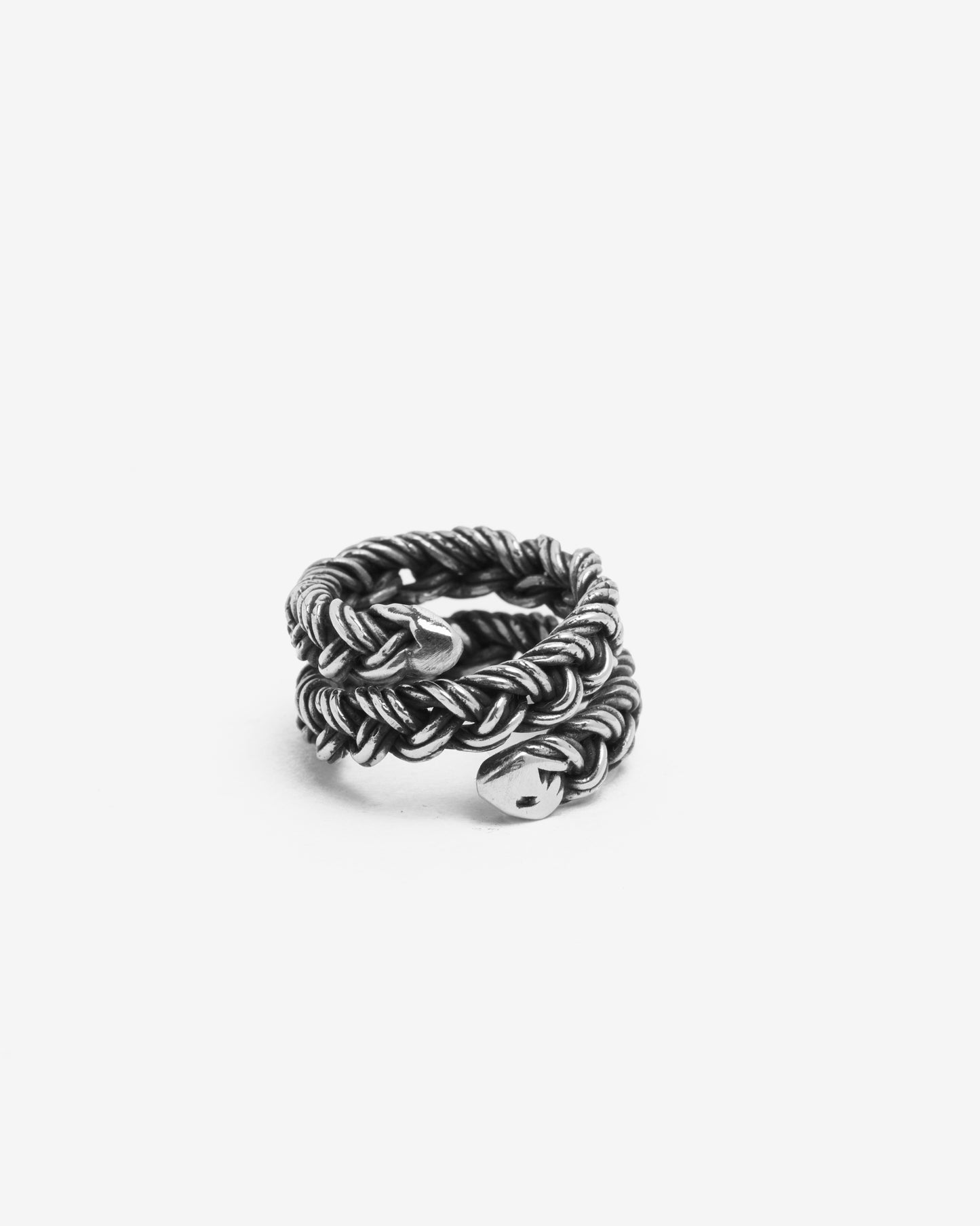 Anello treccia spirale 5 fili argento