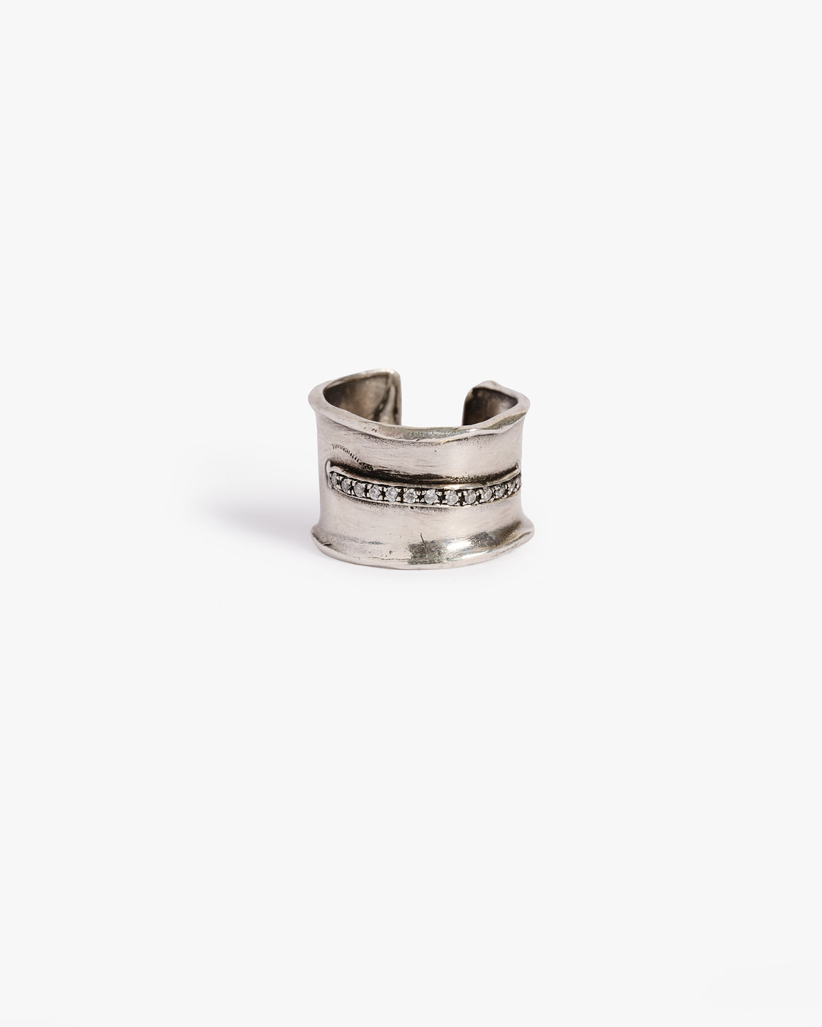 Anello JFK argento e zirconi bianchi