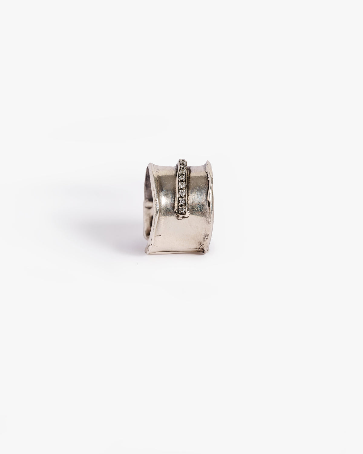 Anello JFK argento e zirconi bianchi