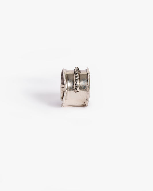 Anello JFK argento e zirconi bianchi