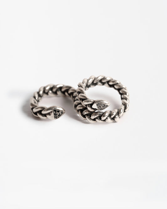 Anello mezzo baffo zirconi argento