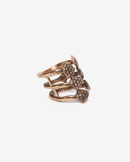 Anello medulla bronzo e zirconi