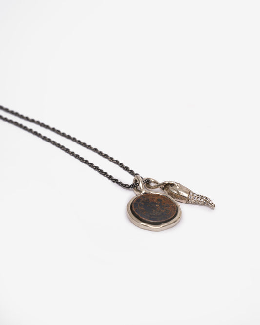 Collana zada mix argento | moneta semplice - corno luxury |