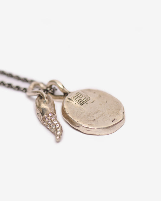 Collana zada mix argento | moneta semplice - corno luxury |
