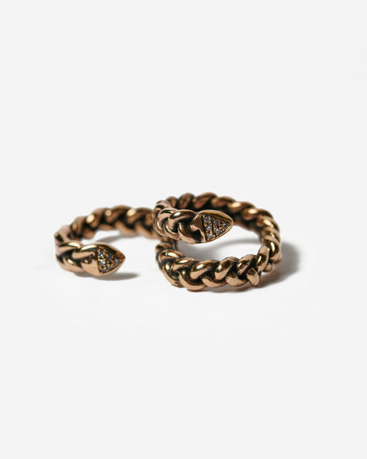 Anello mezzo baffo bronzo zirconi
