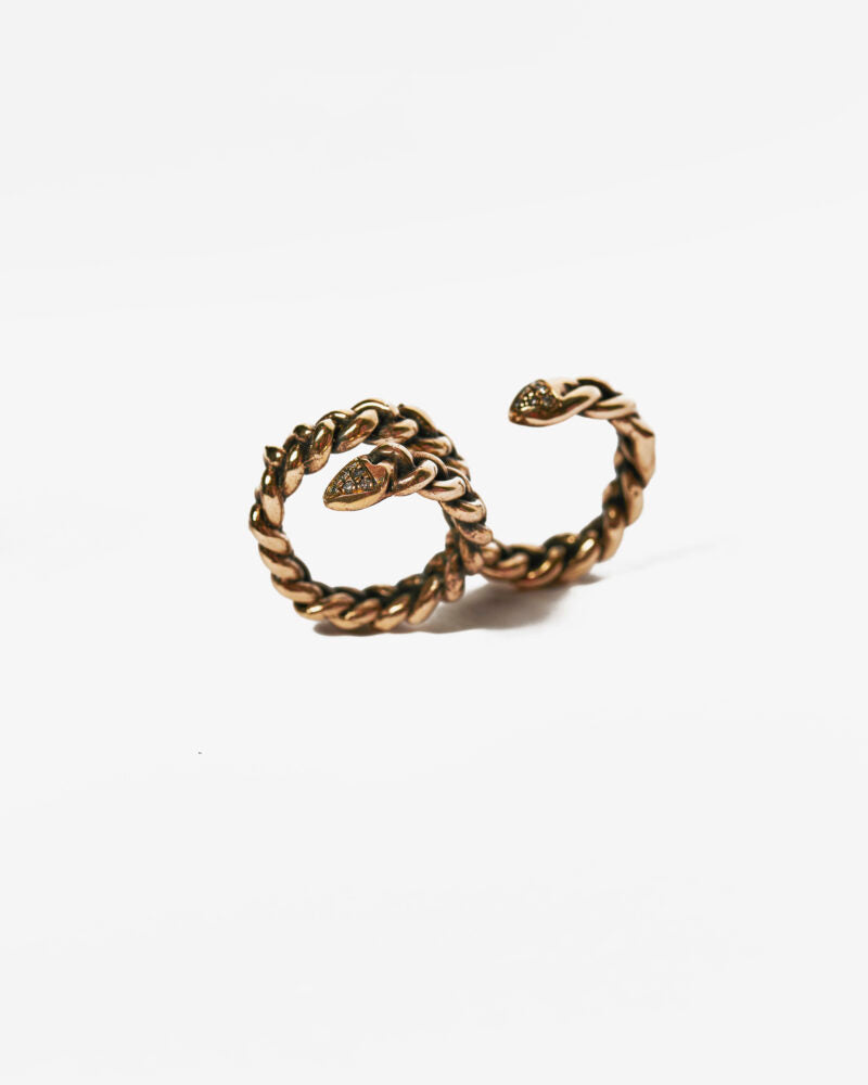 Anello mezzo baffo bronzo zirconi