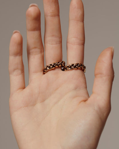 Anello mezzo baffo bronzo zirconi