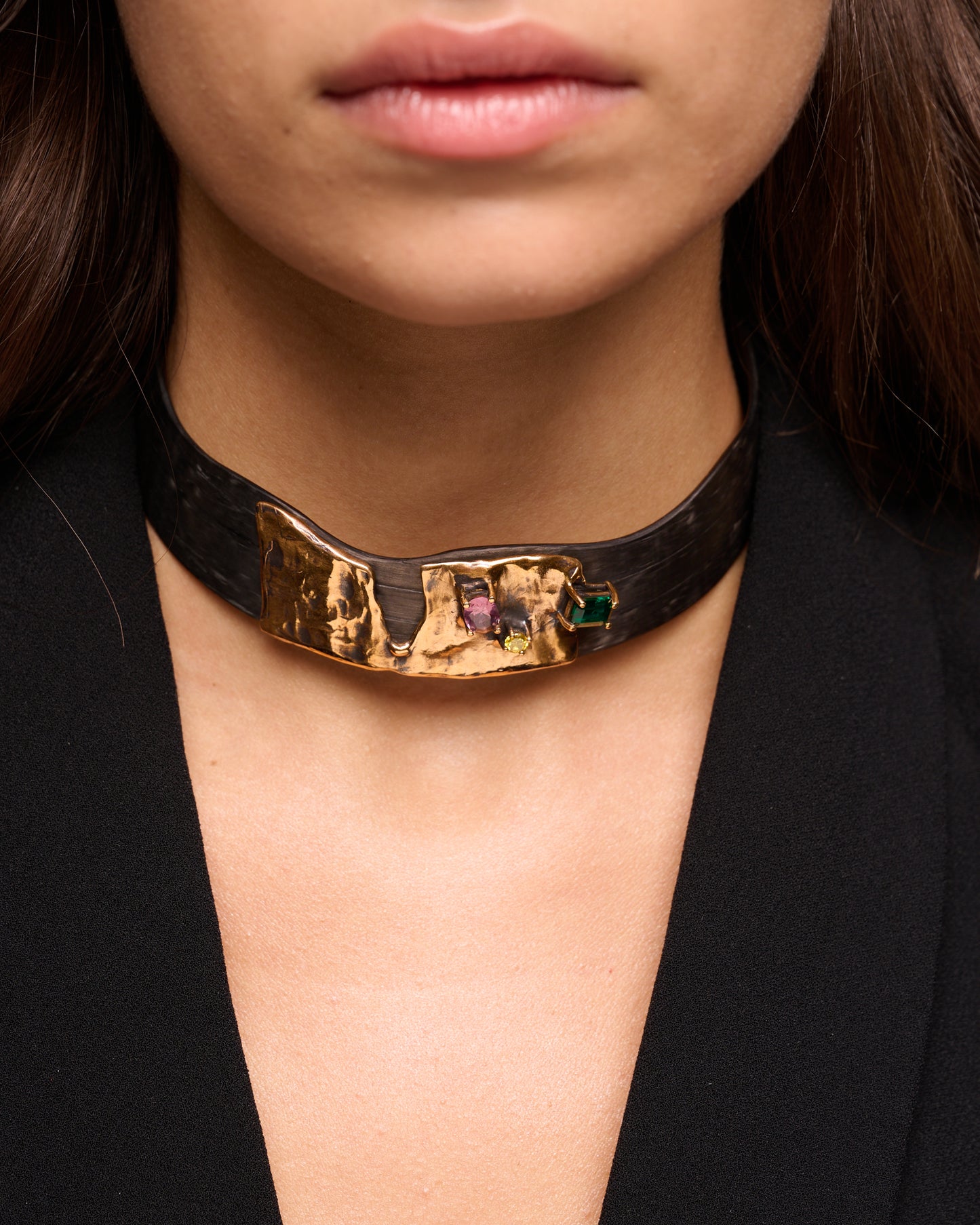 Choker Changi black bronzo e zirconi