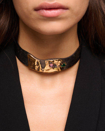 Choker Changi black bronzo e zirconi