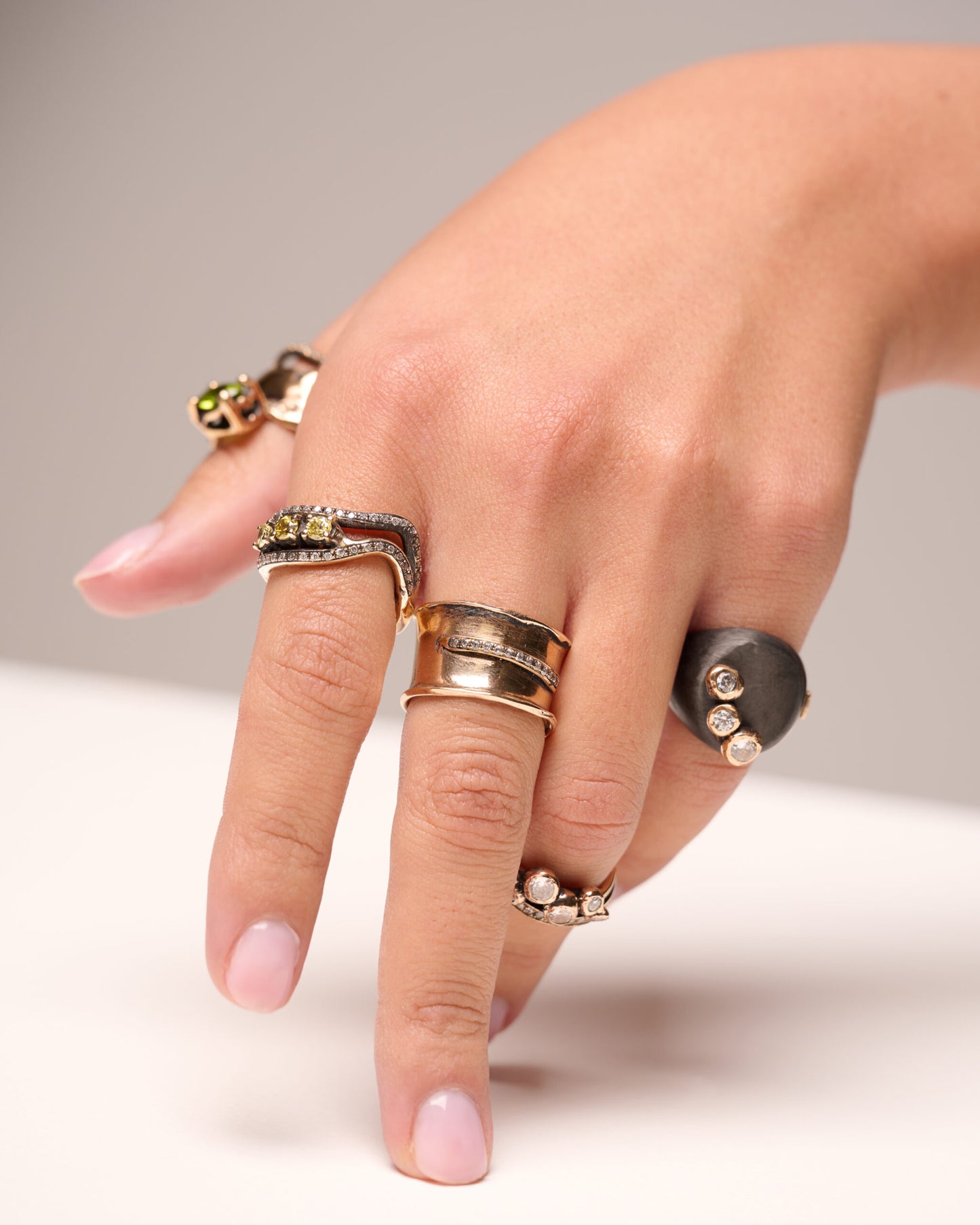 Chevalière triplo haneda black bronzo zirconi