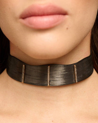 Choker JFK black bronzo e zirconi