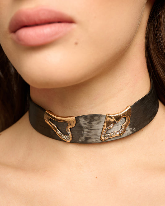 Choker Heathrow black bronzo e zirconi