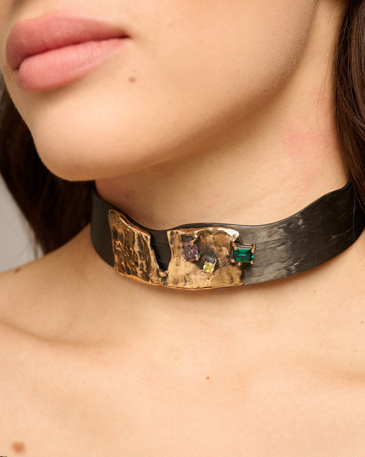 Choker Changi black bronzo e zirconi