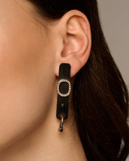 Orecchini rectangle jfk black bronzo e zirconi