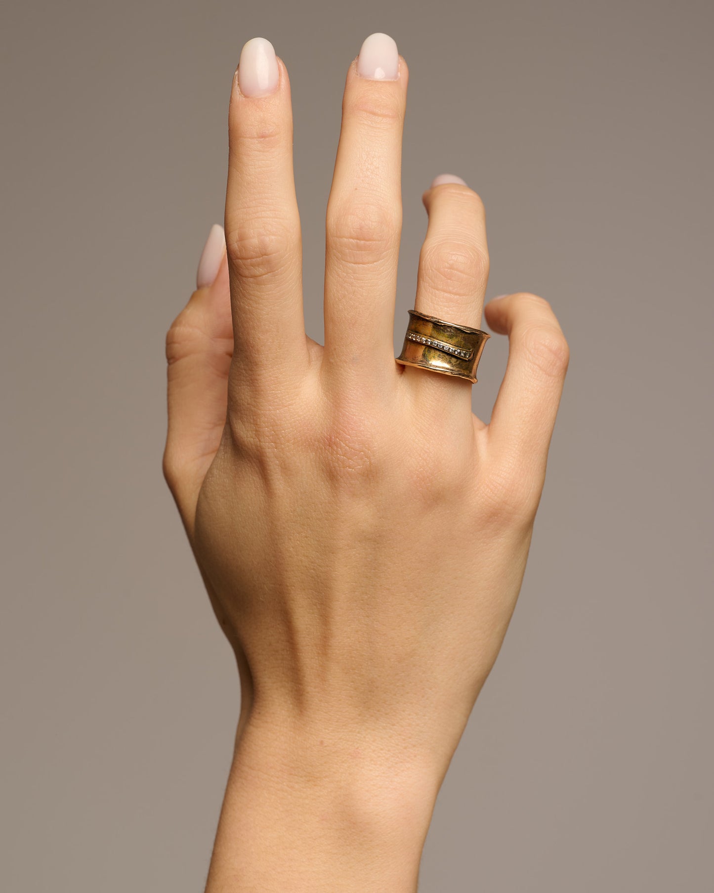 Anello JFK bronzo e zirconi