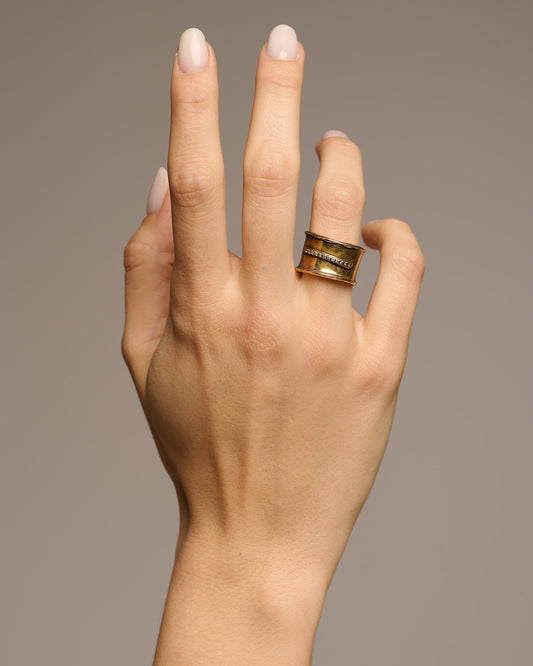 Anello JFK bronzo e zirconi