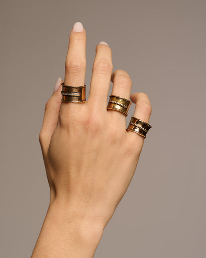 Anello JFK bronzo e zirconi