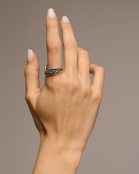 Anello V triplo changi argento