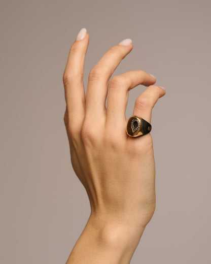Chevalière Heathrow hole black bronzo zirconi