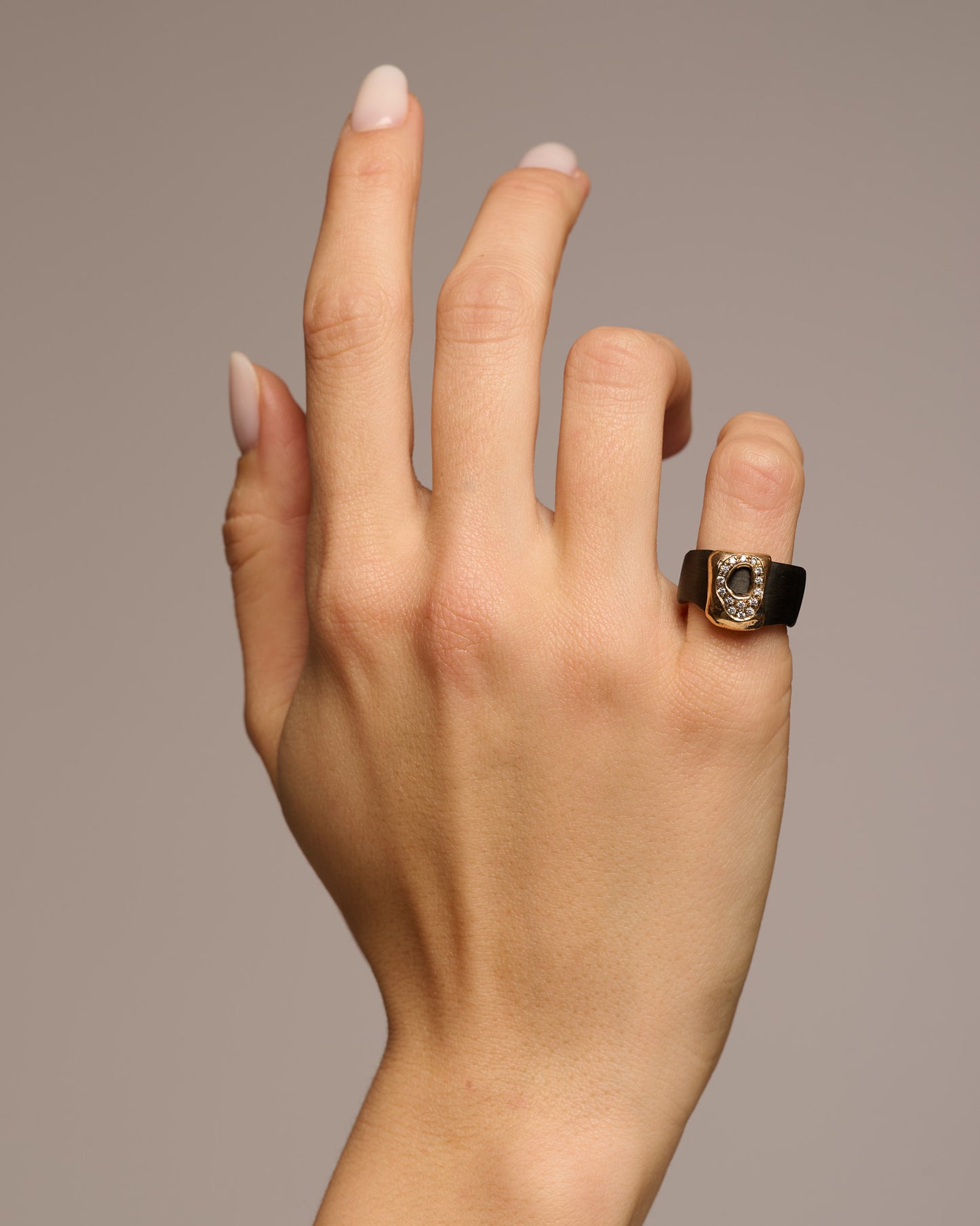 Anello fascia Heathrow black bronzo zirconi