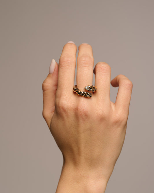 Treccia contrariè SUPER  BIG bronzo e zirconi