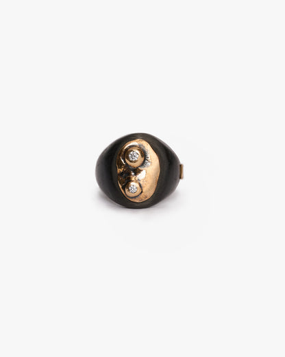 Chevalière doppio haneda black bronzo zirconi