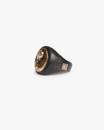 Chevalière doppio haneda black bronzo zirconi