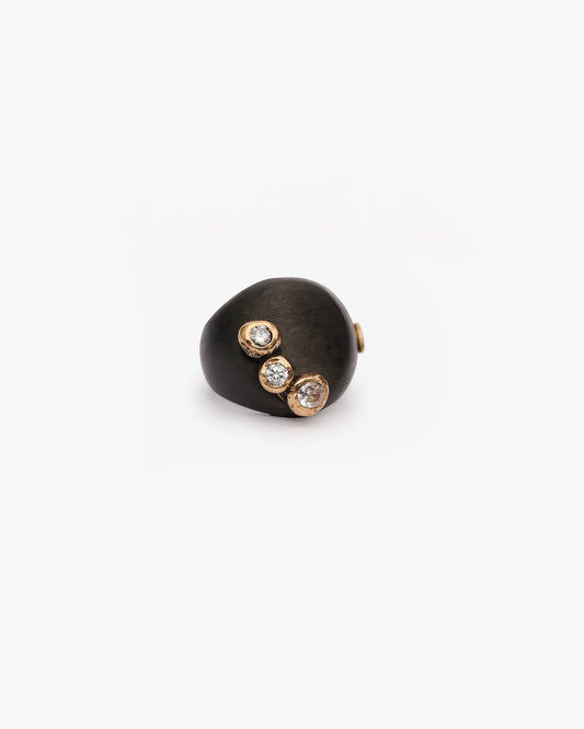 Chevalière triplo haneda black bronzo zirconi