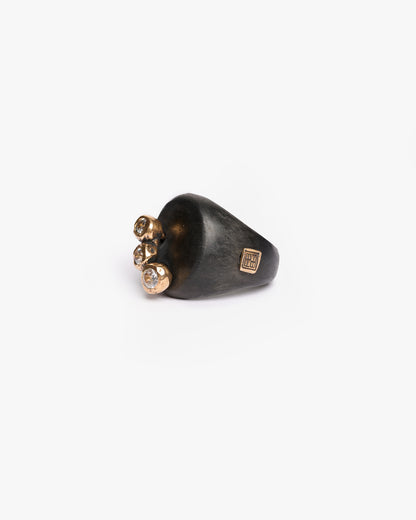 Chevalière triplo haneda black bronzo zirconi