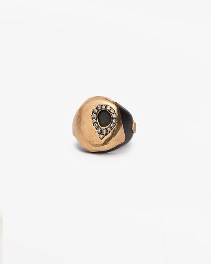 Chevalière Heathrow hole black bronzo zirconi