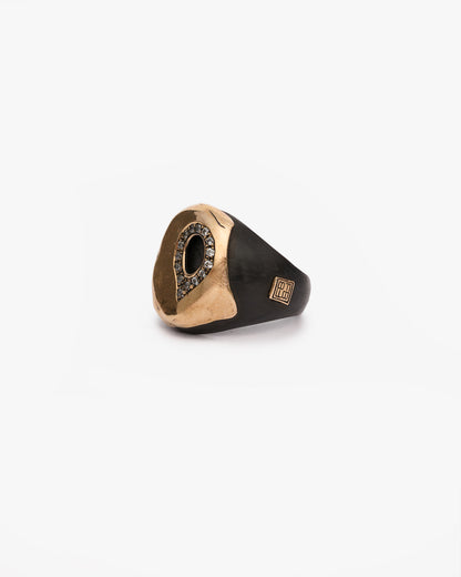 Chevalière Heathrow hole black bronzo zirconi