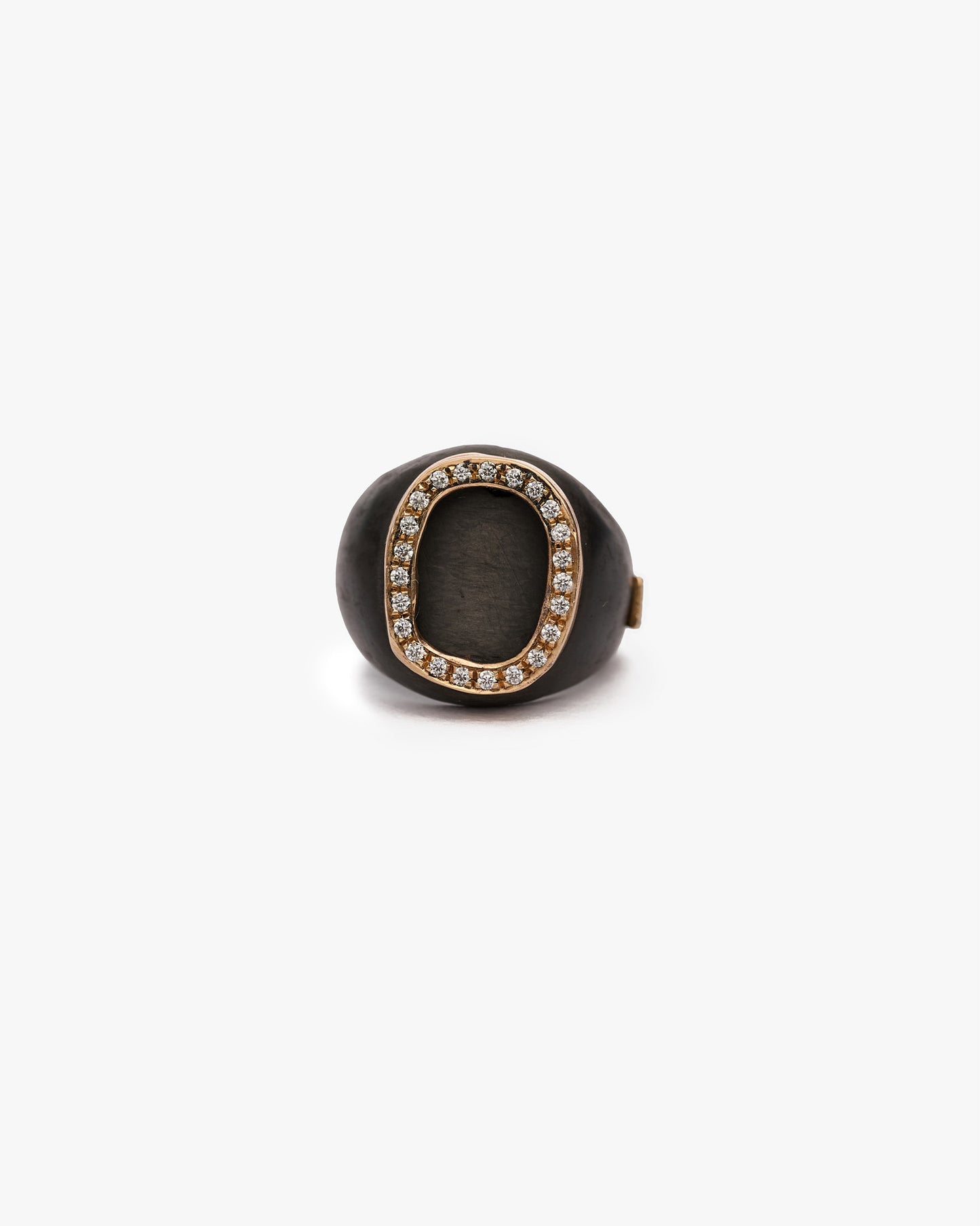 Chevalière JFK tondo black bronzo zirconi