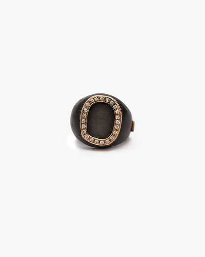 Chevalière JFK tondo black bronzo zirconi