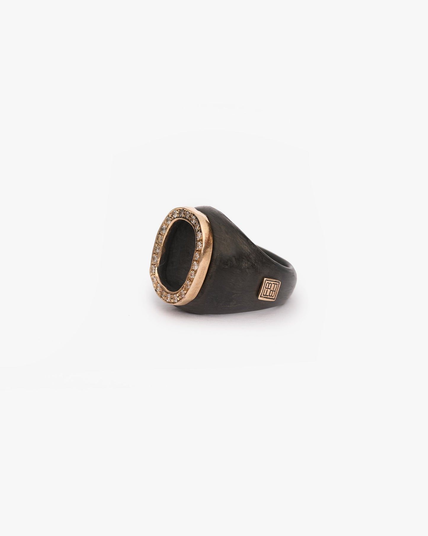 Chevalière JFK tondo black bronzo zirconi