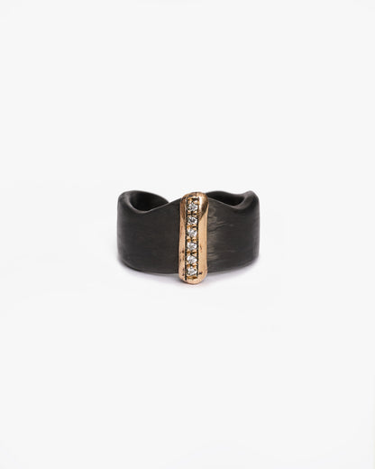 Anello fascia JFK black bronzo zirconi
