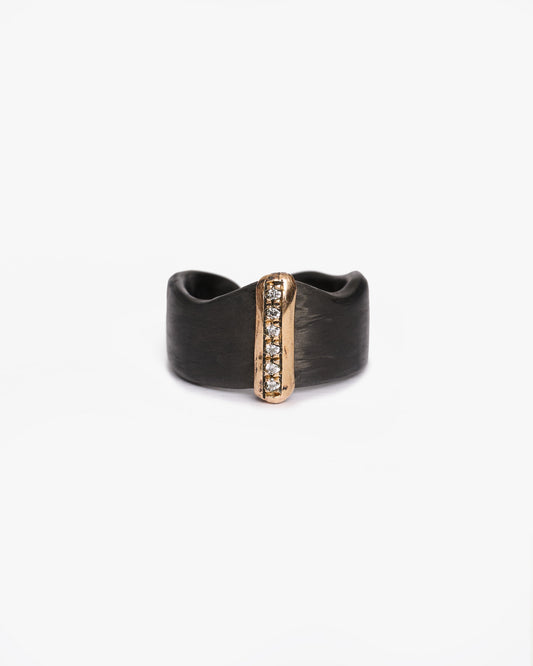Anello fascia JFK black bronzo zirconi