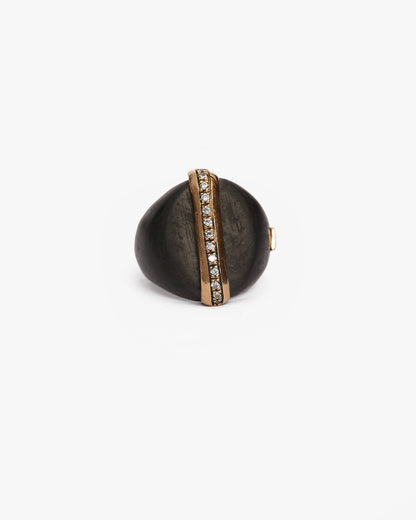 Chevalière JFK big black bronzo zirconi