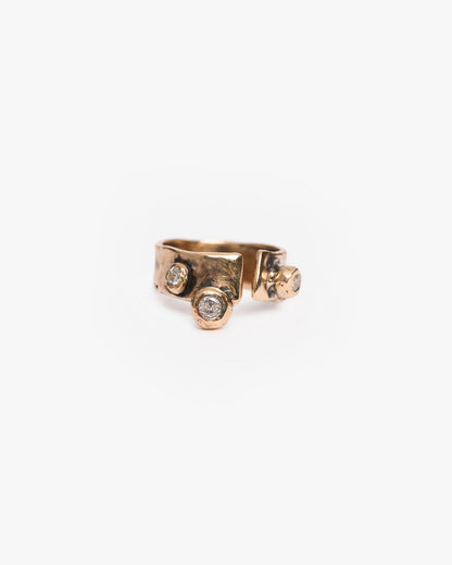 Anello three haneda bronzo e zirconi