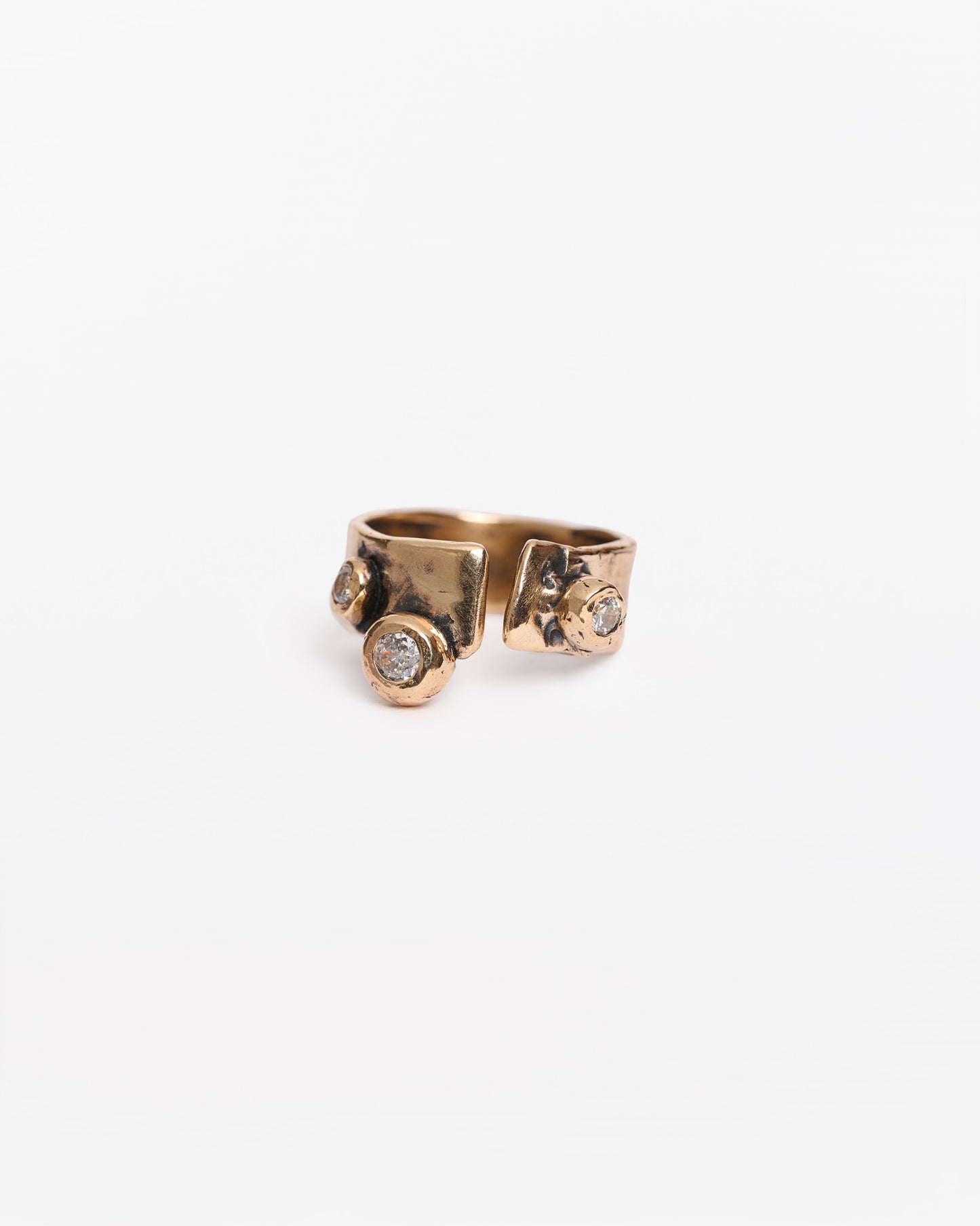 Anello three haneda bronzo e zirconi