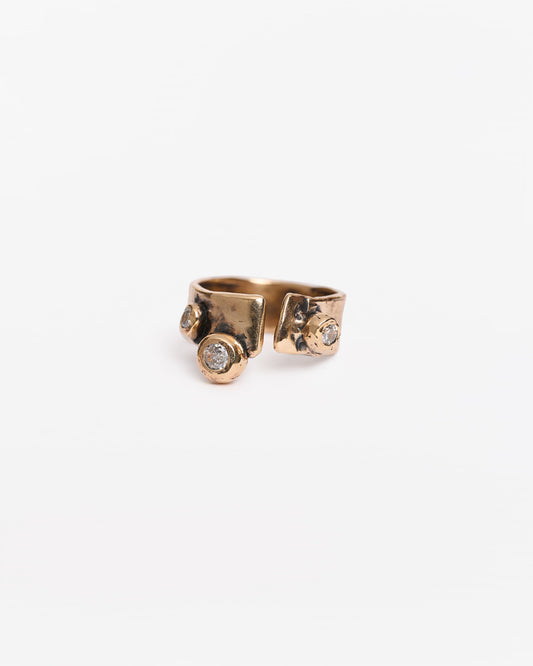 Anello three haneda bronzo e zirconi