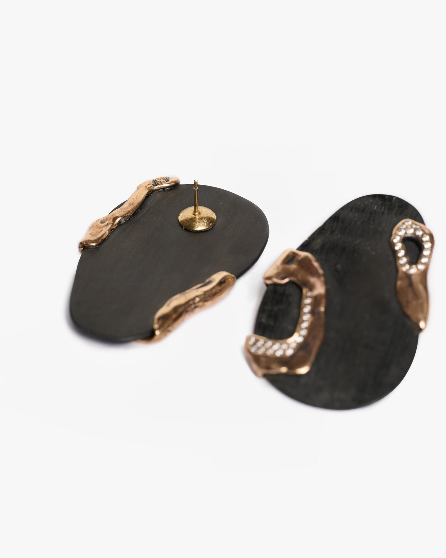 Orecchini round Heathrow black bronzo e zirconi