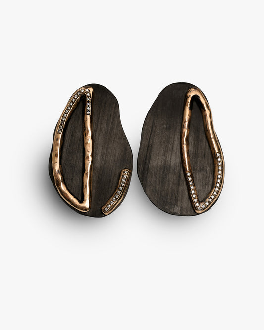 Orecchini round JFK black bronzo e zirconi