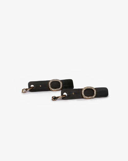 Orecchini rectangle jfk black bronzo e zirconi