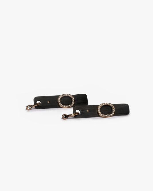 Orecchini rectangle jfk black bronzo e zirconi