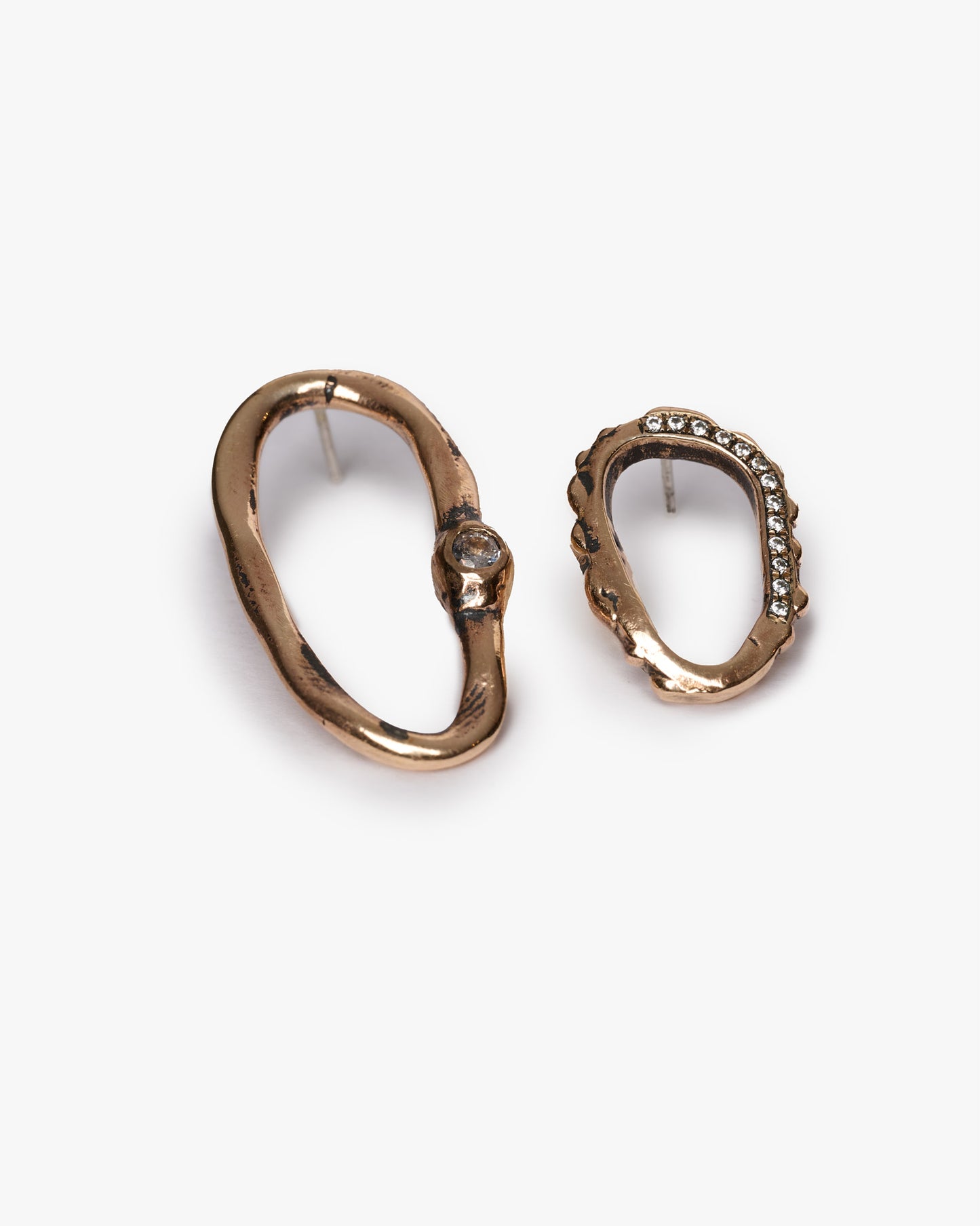 Orecchini round haneda bronzo e zirconi